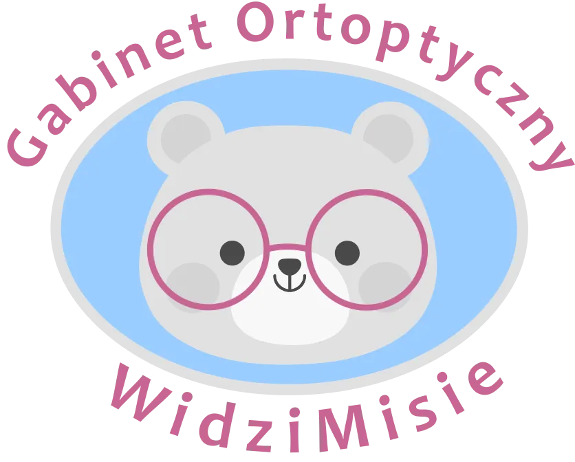 Logo Gabinetu Ortoptycznego WidziMisie — miś w różowych okularach